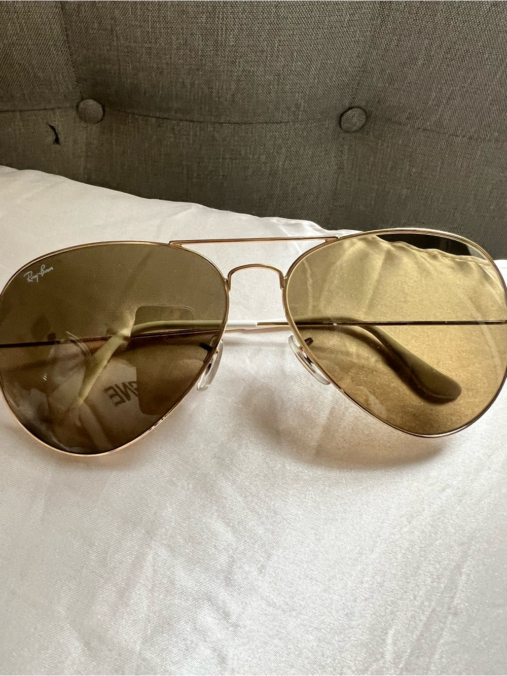 Ray-Ban Gold Frame Sunglasses with Brown Lenses